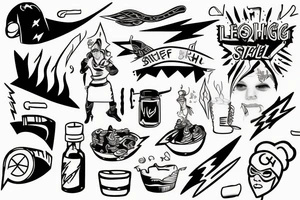 Lightning bolt super hero chef sister tattoo idea