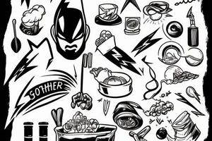 Lightning bolt super hero chef sister golf strength tattoo idea