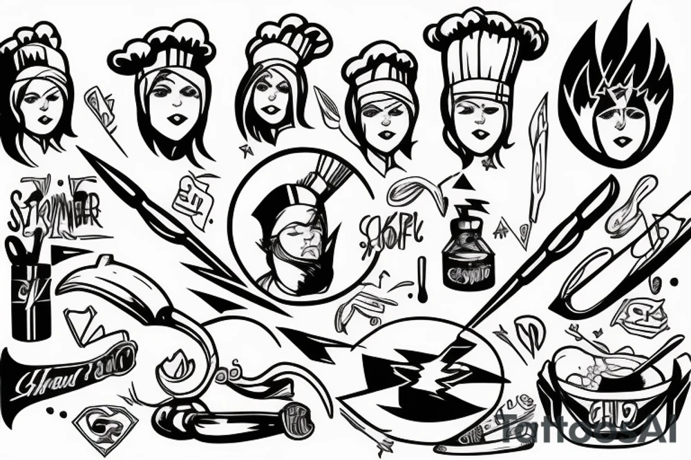 Lightning bolt super hero chef sister golf strength tattoo idea