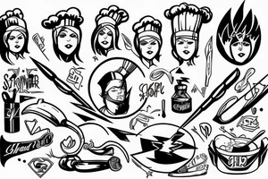 Lightning bolt super hero chef sister golf strength tattoo idea