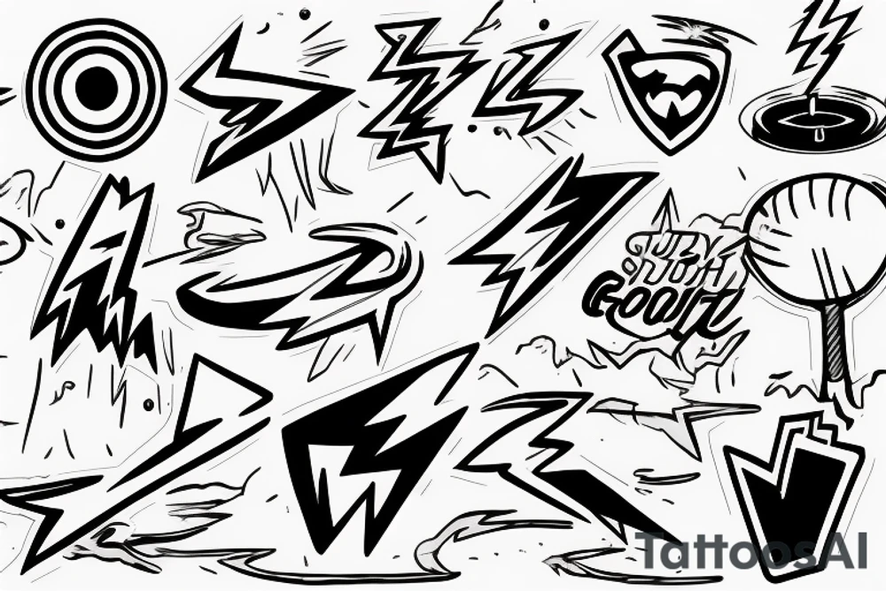 Lightning bolt super hero golf strength tattoo idea