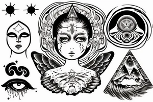 angel with third eye resting on cloud tattoo idea
