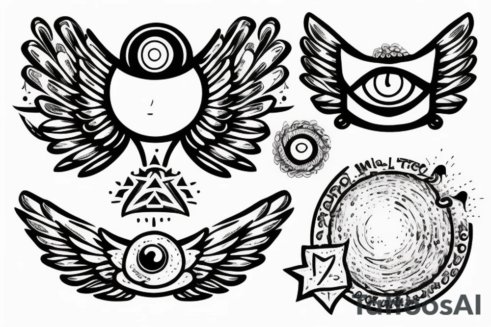 angel with third eye resting on cloud tattoo idea
