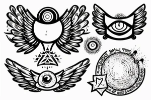angel with third eye resting on cloud tattoo idea