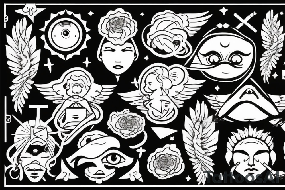 angel with third eye resting on cloud tattoo idea
