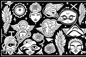 angel with third eye resting on cloud tattoo idea