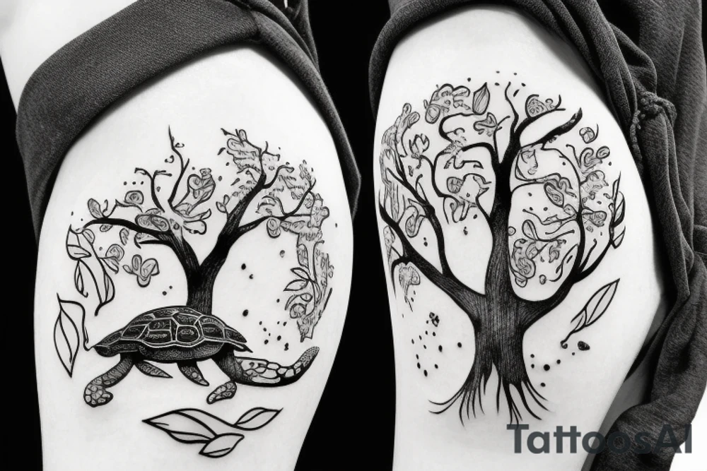 turtle with tree growing out of shell tattoo idea