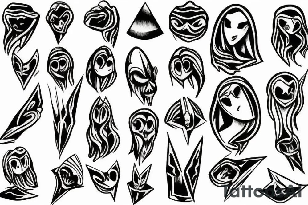 small pointy ghost figure tattoo idea