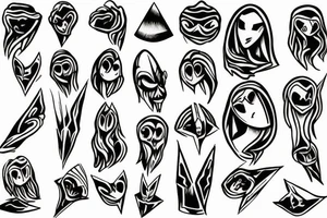 small pointy ghost figure tattoo idea