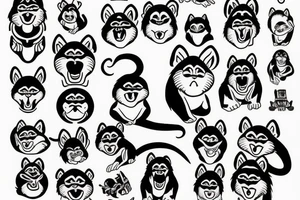 Monkey riding a husky tattoo idea