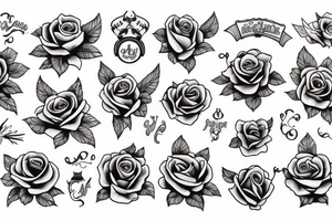 rose with crown tattoo idea