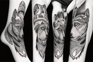 Monkey riding a husky tattoo idea
