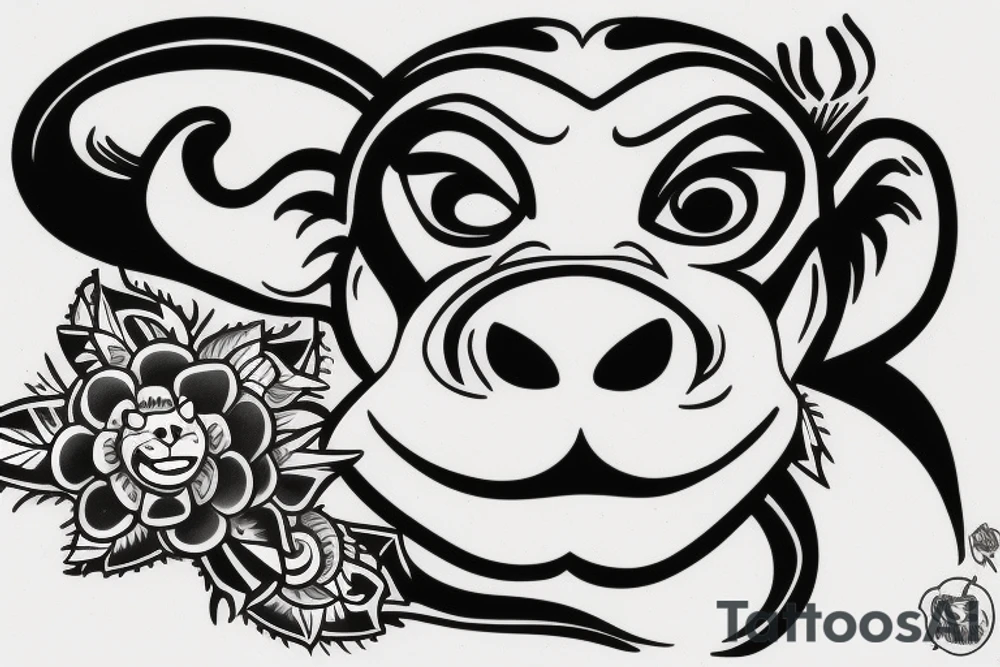 Monkey riding a husky tattoo idea