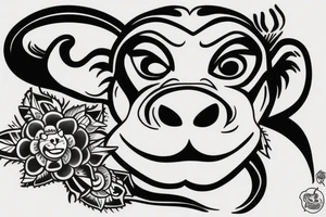 Monkey riding a husky tattoo idea