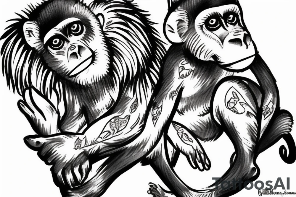 Monkey Riding a Husky tattoo idea