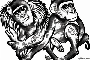 Monkey Riding a Husky tattoo idea