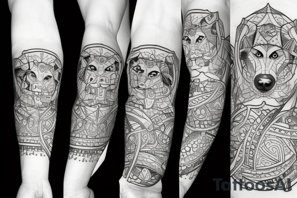 Monkey Riding a Husky tattoo idea