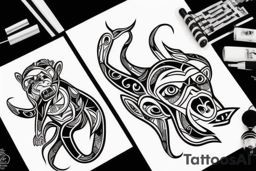 Monkey Riding a Husky tattoo idea