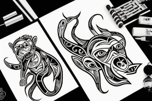 Monkey Riding a Husky tattoo idea