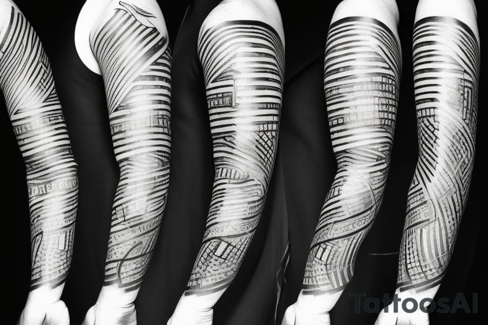 shaded sunrays on upper arm with 7 lines of text tattoo idea