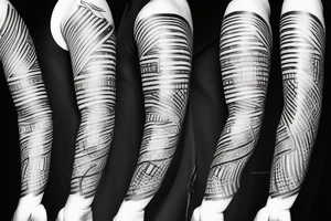 shaded sunrays on upper arm with 7 lines of text tattoo idea