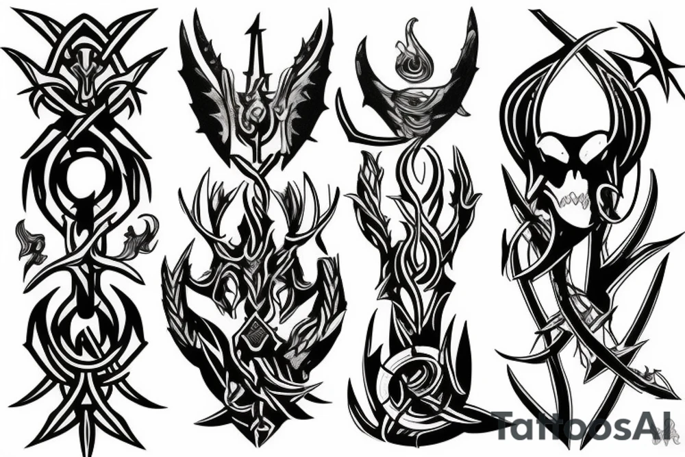 Dark ominous trident tattoo idea