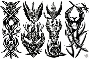 Dark ominous trident tattoo idea