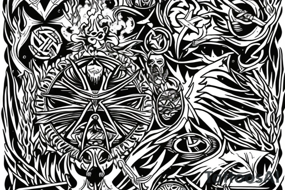 Dark ominous trident tattoo idea