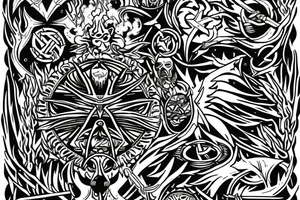 Dark ominous trident tattoo idea