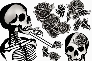 Skeleton smoking a cigarette while trying to live tattoo idea