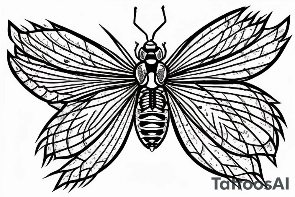 american traditional cicada tattoo idea