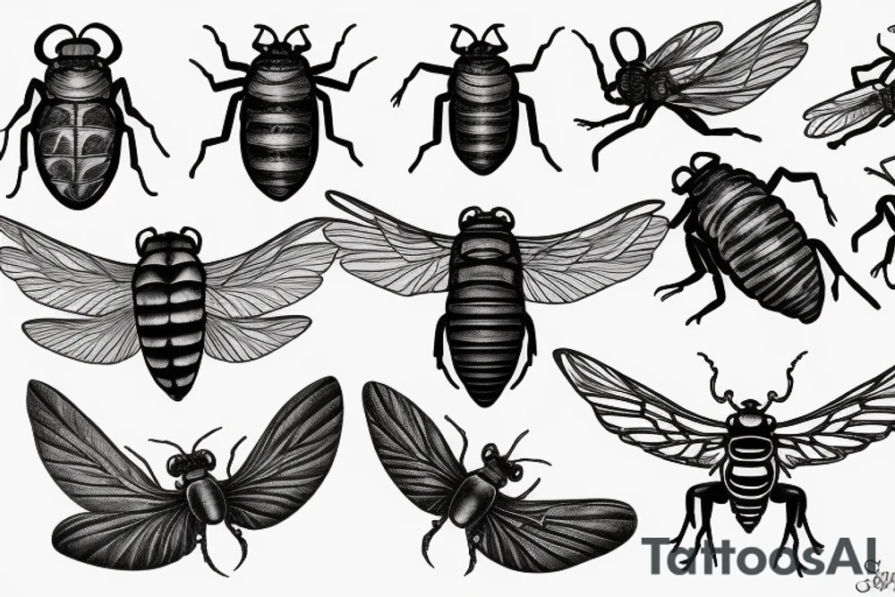 american traditional cicada tattoo idea
