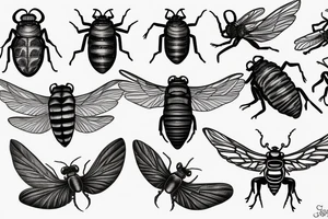 american traditional cicada tattoo idea
