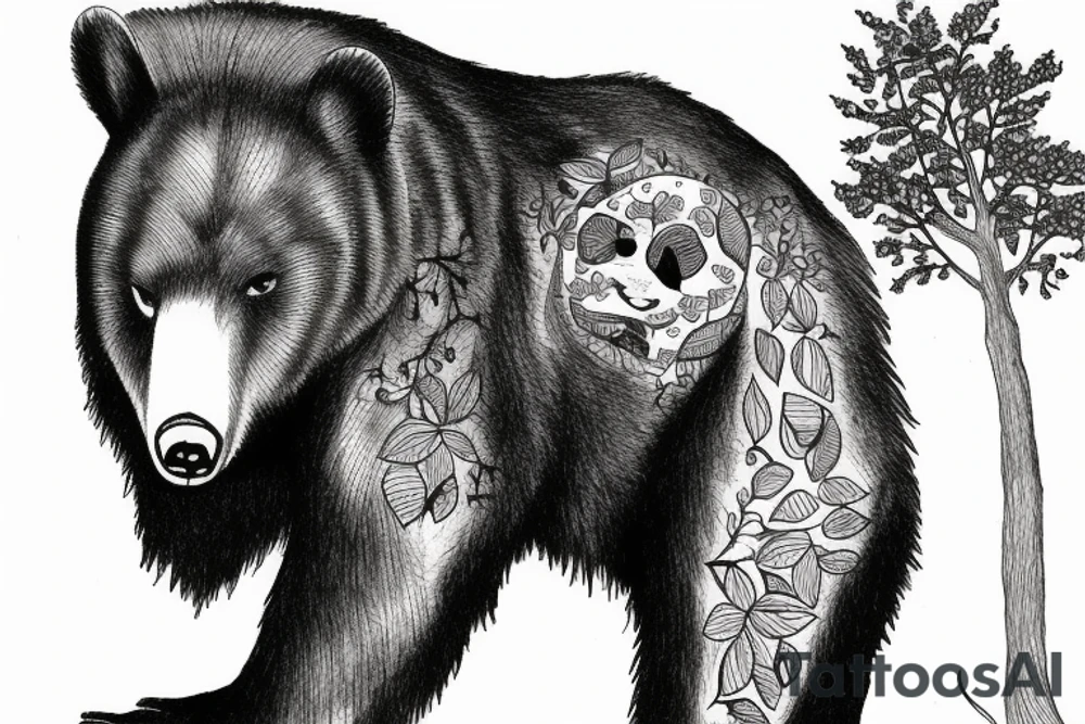 AMerican bear with a tree tattoo idea
