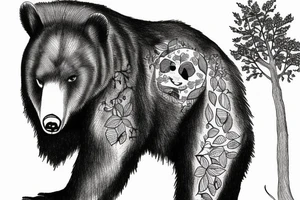AMerican bear with a tree tattoo idea