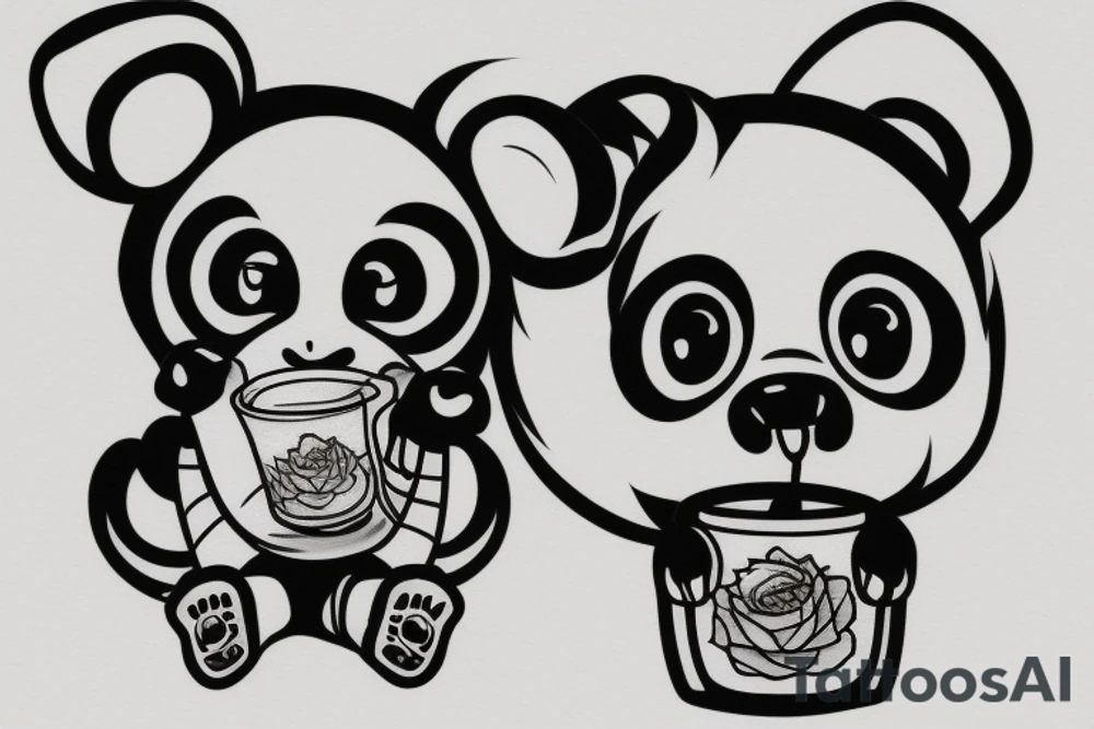Panda drinking apple juice tattoo idea