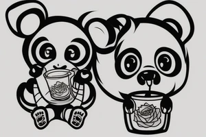 Panda drinking apple juice tattoo idea