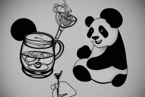 Panda drinking apple juice tattoo idea