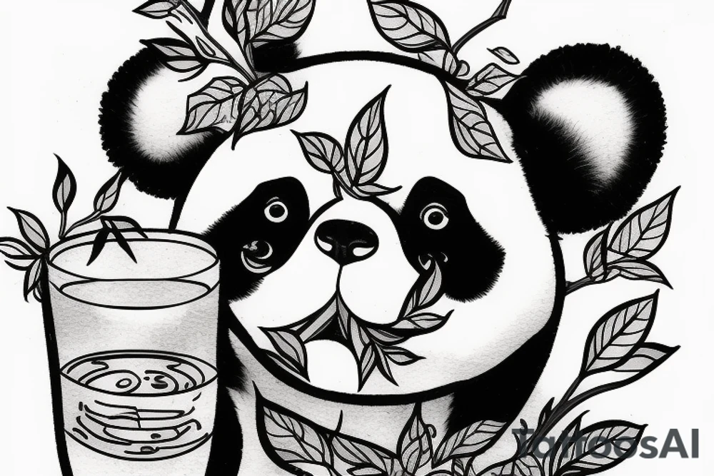 Panda drinking apple juice tattoo idea