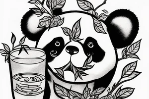 Panda drinking apple juice tattoo idea