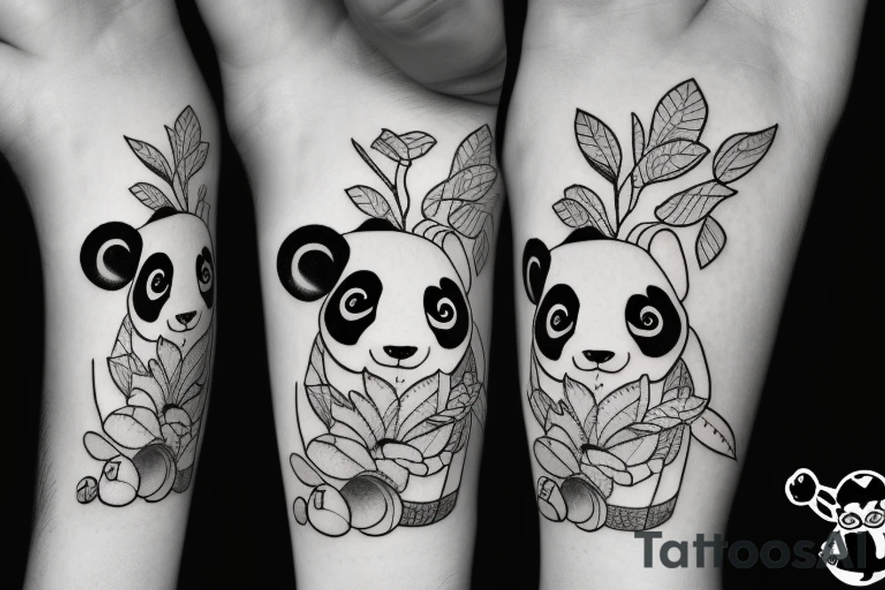 Panda drinking apple juice tattoo idea
