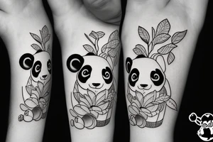 Panda drinking apple juice tattoo idea