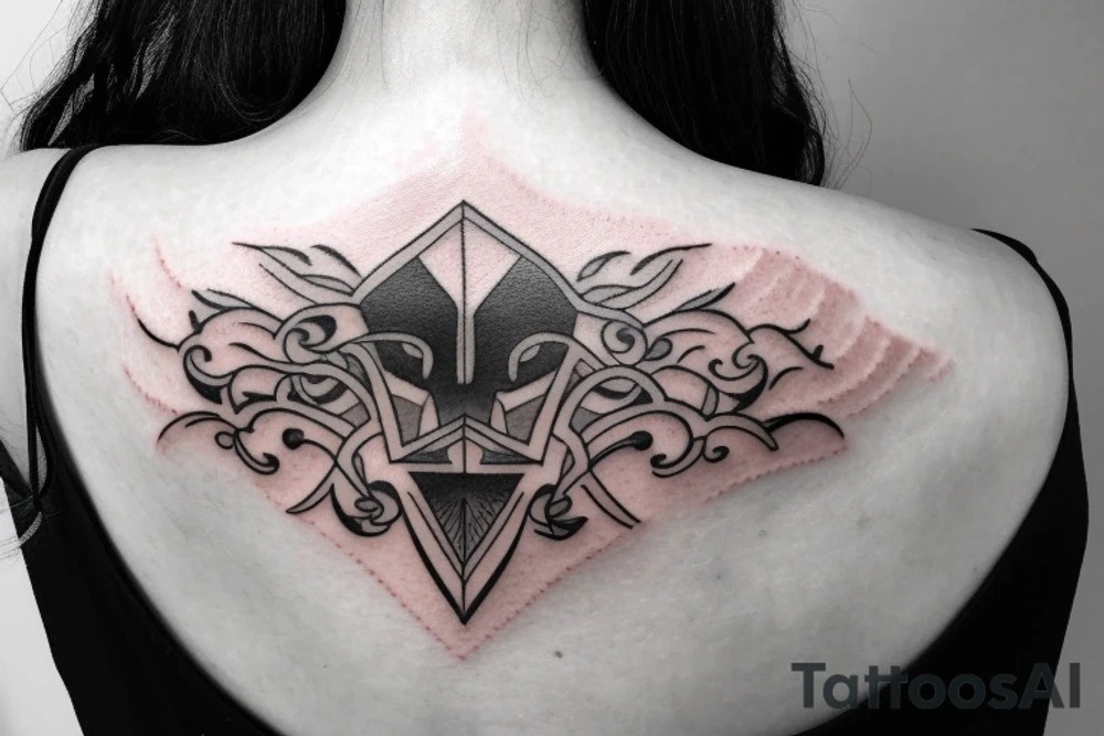 Cover scar on back of neck tattoo idea