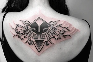 Cover scar on back of neck tattoo idea