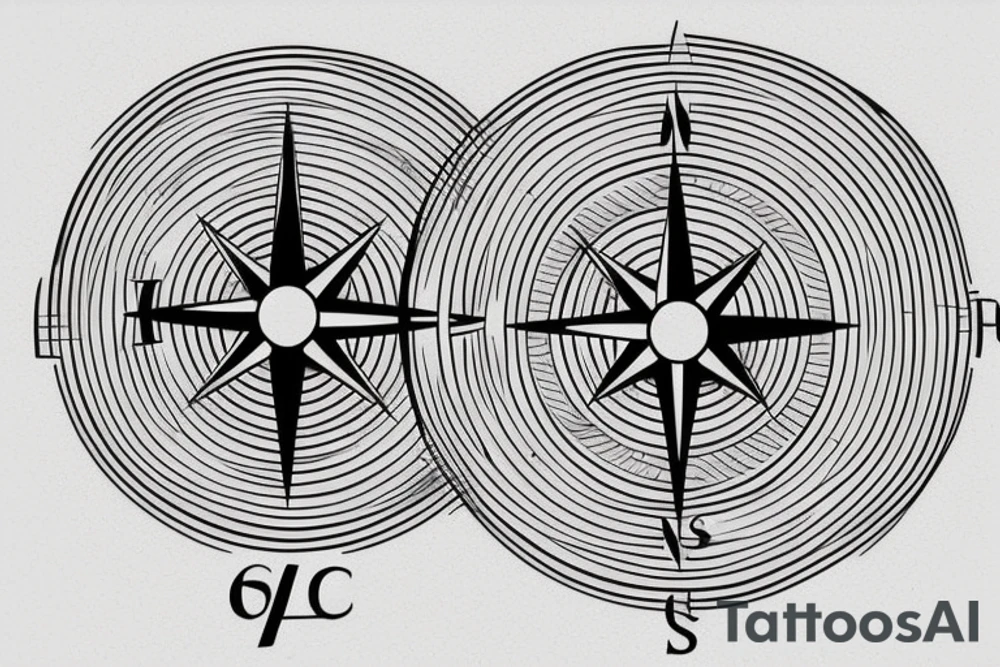 Simple, clean design with clean and crisp lines, circles, and angles. Gives the impression of a circuit board. Include celestial symbols and the impression of a compass. It should have lots of open or blank space. Will go on the inner forearm. tattoo idea