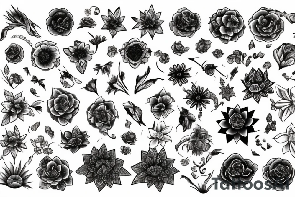 Flower on compass tattoo idea