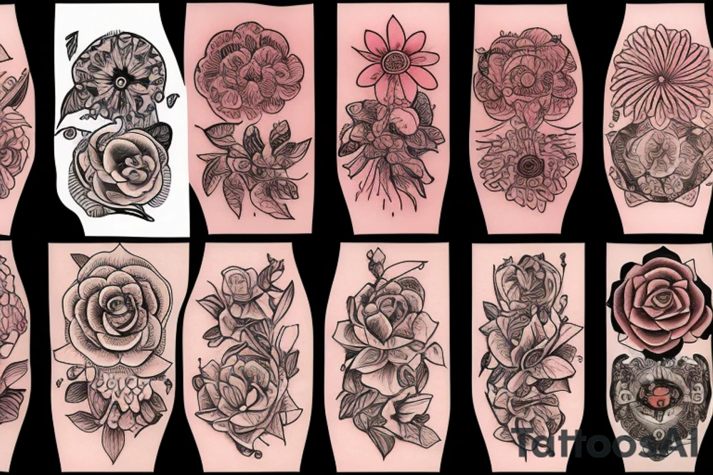 Flower on compass tattoo idea