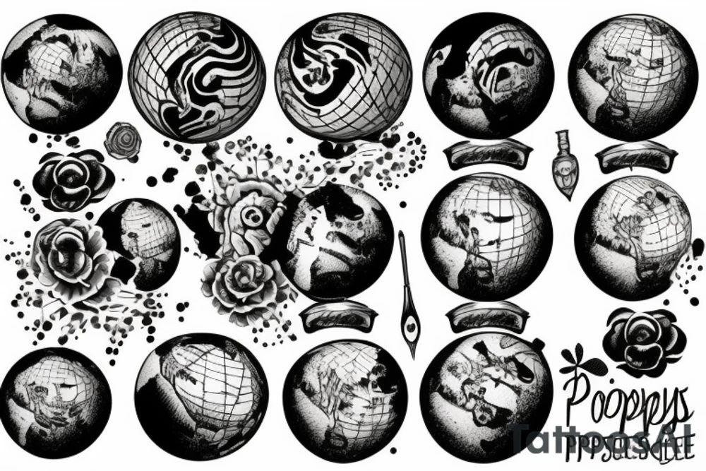 poppyseed earth globe tattoo idea