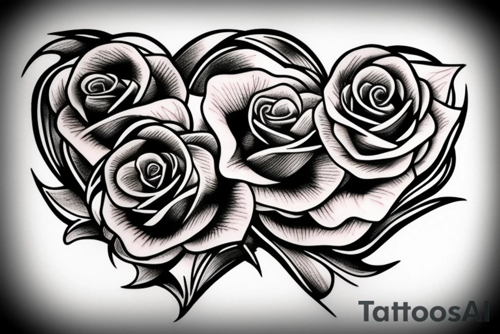 Rose in flames turning into burnt heart tattoo idea
