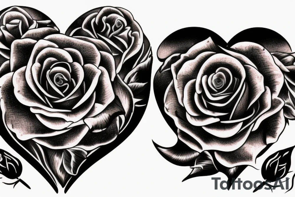 Rose in flames turning into burnt heart tattoo idea